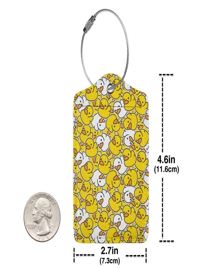 Vridoyt 2 Pcs Cute Cartoon Rubber Ducky Luggage Tag for Suitcase,Identifiers Privacy Cover ID Label with Steel Loop, Duck Tags Gift for Men Women Boy Girl - Image 2